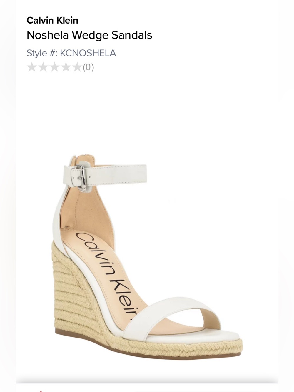 Calvin Klein Noshela white Wedge Sandals,Sz 7